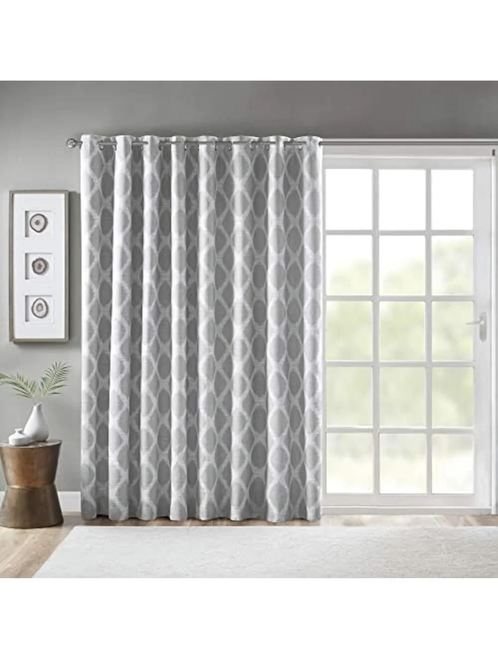 Elegant Gray Geometric Grommet Blackout Curtain Panel 100” W x 84” L